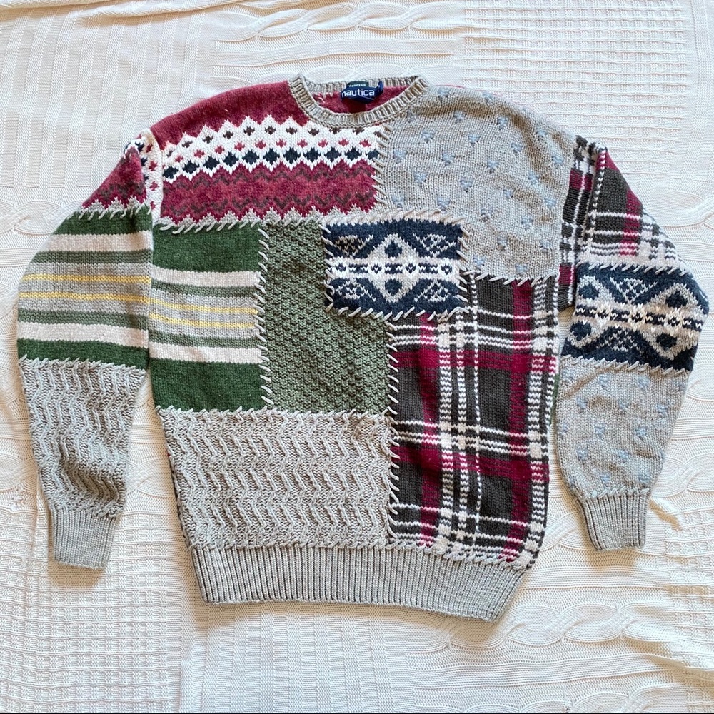☄️Nautica Vintage 80s/90s Hand Knit Wool Cotton